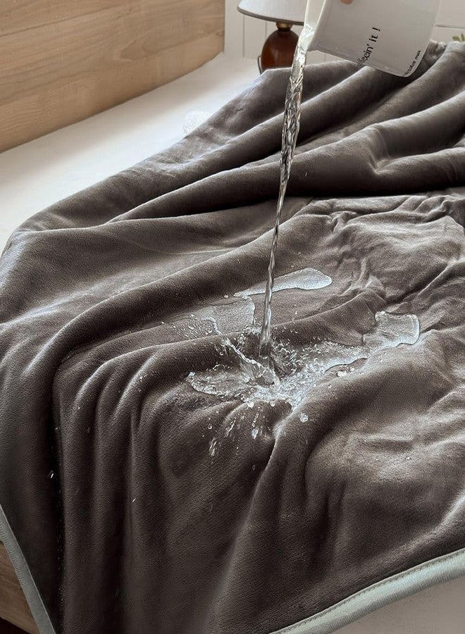 NSNLGSGC بطانية مقاومة للماء من NSNLGSGC للسرير، بطانيات شيربا مقاومة للماء للأزواج، بطانية فلانيل مقاومة للماء، حتى 60 أونصة (40 × 60، رمادي) - Image 1